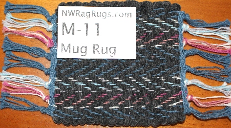 Misc #M-11. Mug Rug - Single. Main colors: Black w/stripes