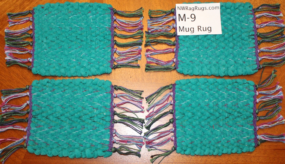 Misc #M-9 Mug Rug Set. Main colors: Green